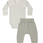 Quincy Mae Side Snap Bodysuit + Pant Set | Laurel Stripe