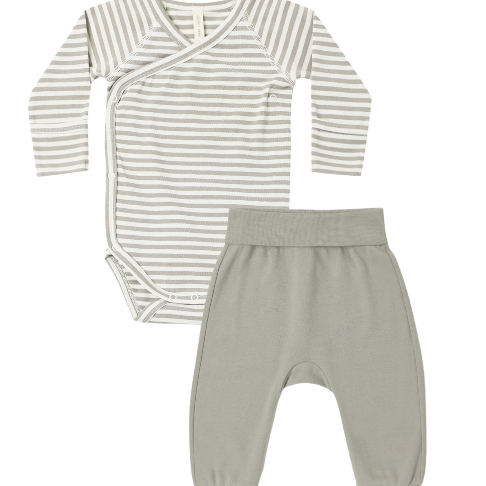 Quincy Mae Side Snap Bodysuit + Pant Set | Laurel Stripe