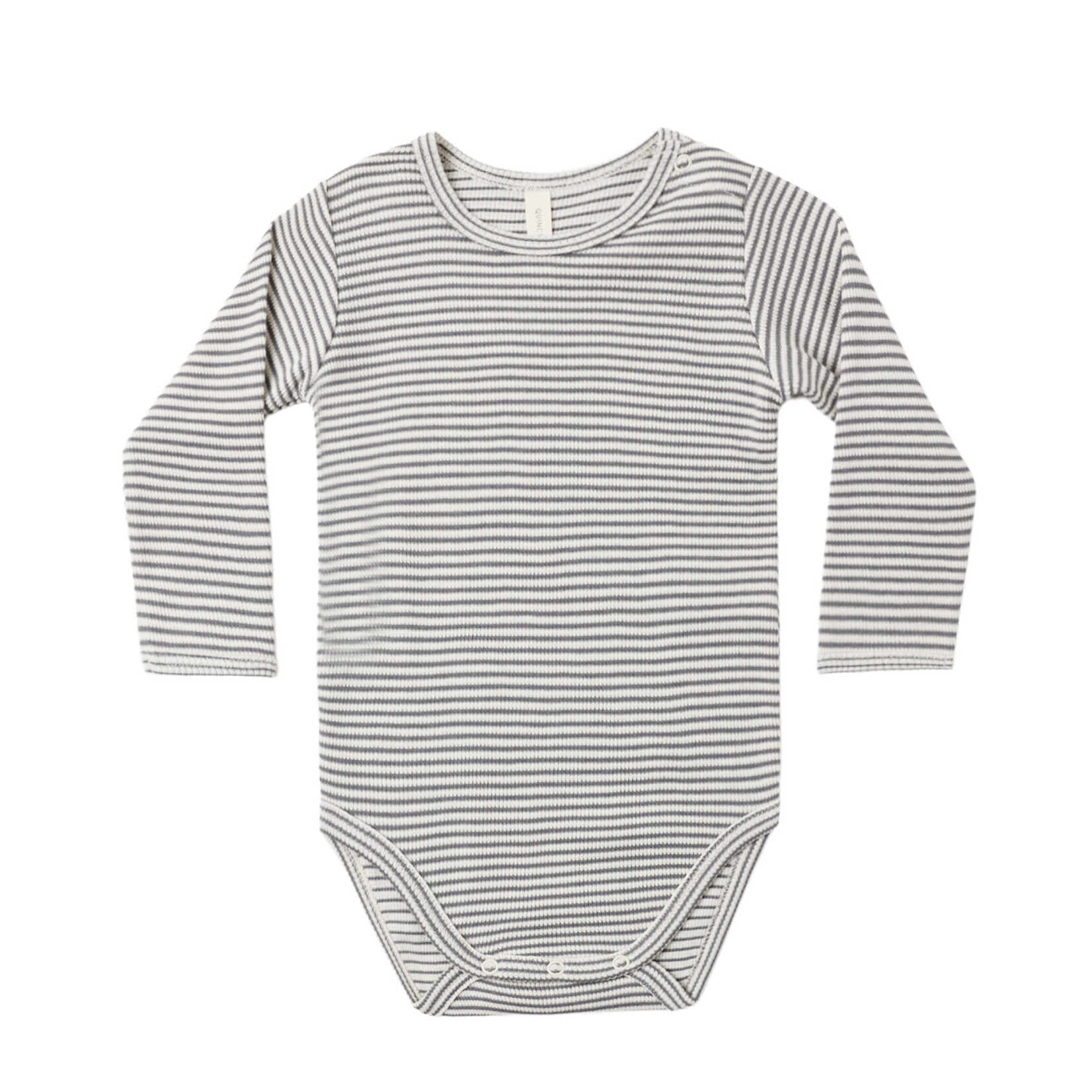 Quincy Mae Waffle LS Bodysuit | Midnight Microstripe