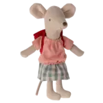 Maileg Big Sister With Bag | Tricycle Mouse Red