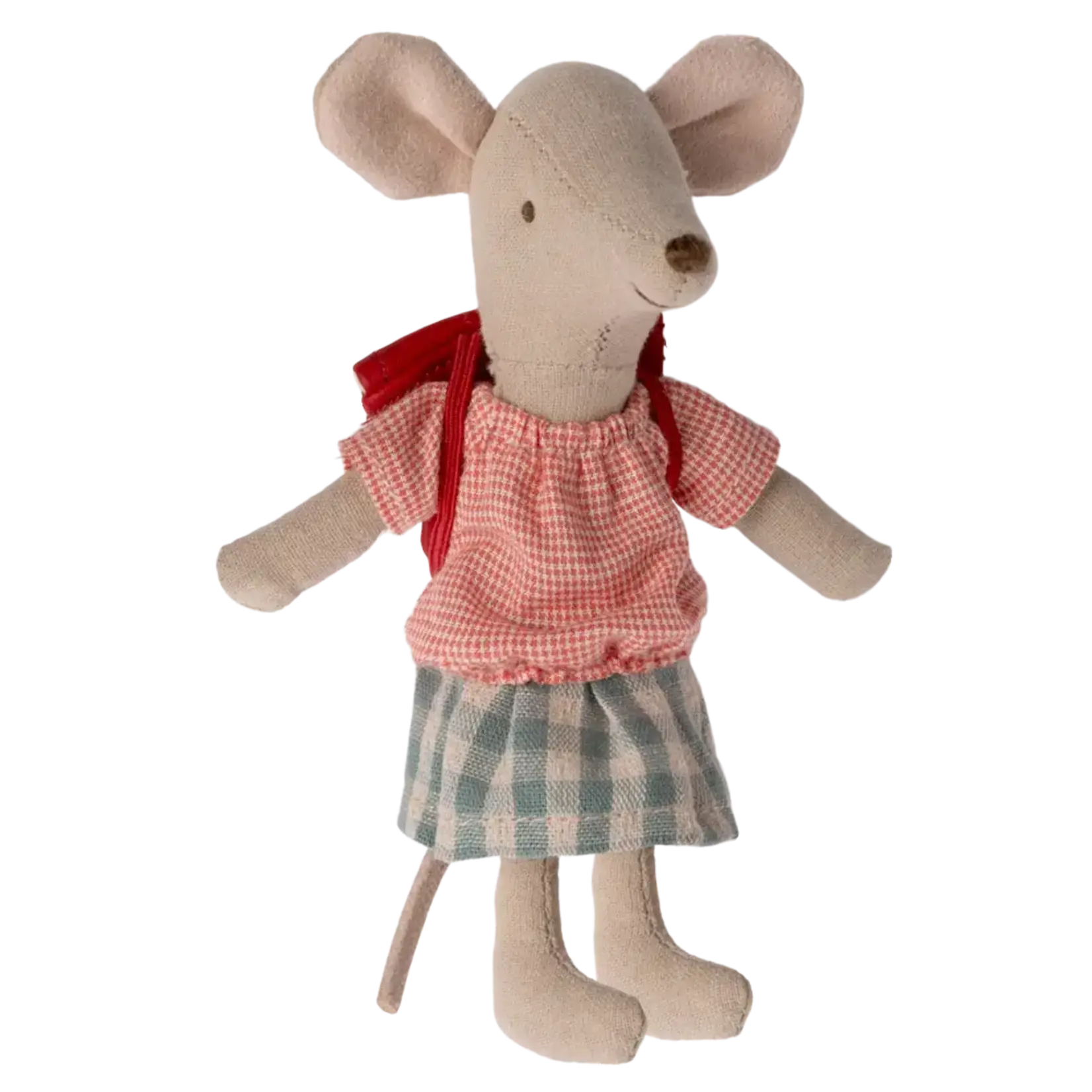 Maileg Big Sister With Bag | Tricycle Mouse Red