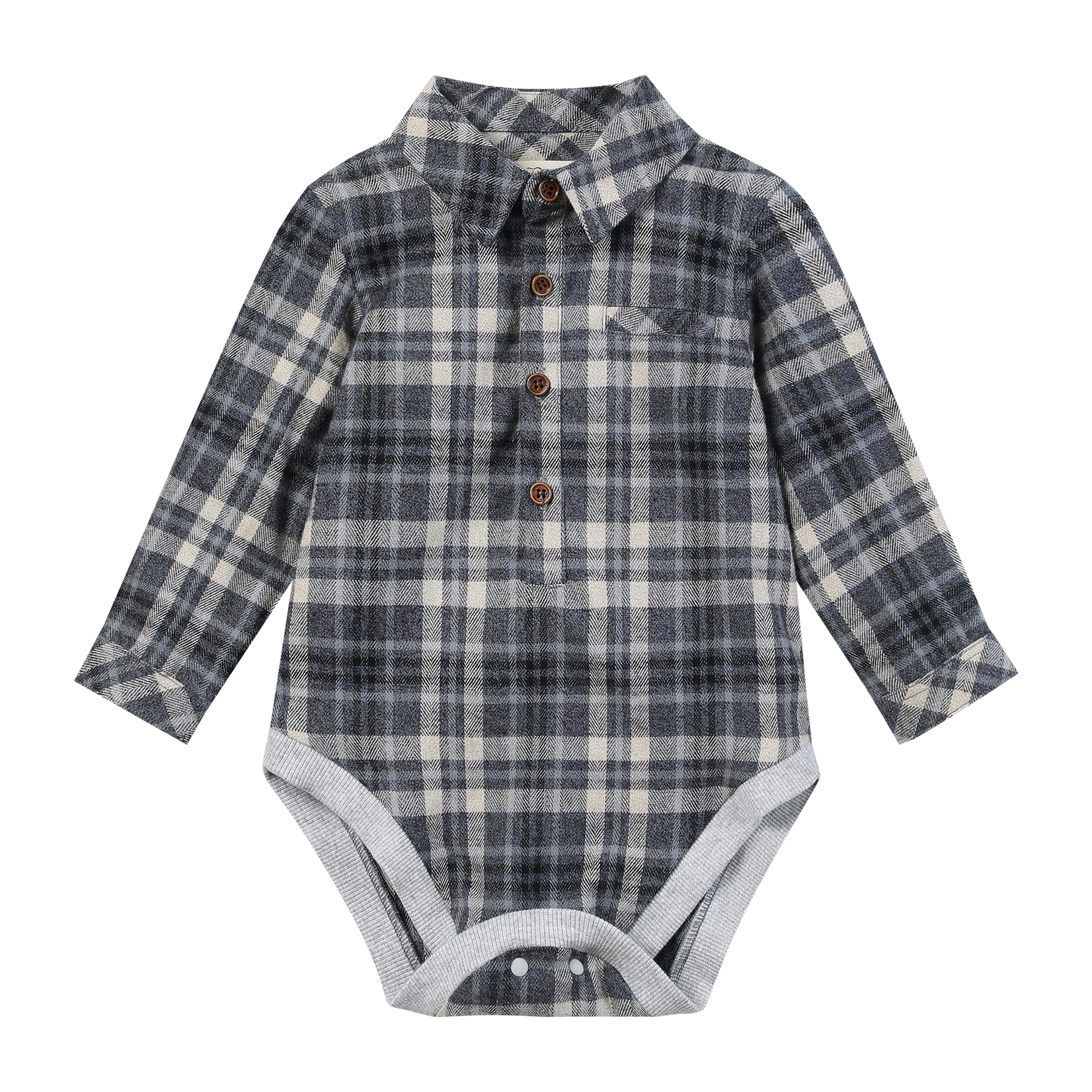 Jasper Brushed Cotton Onesie | Blue/Beige Plaid