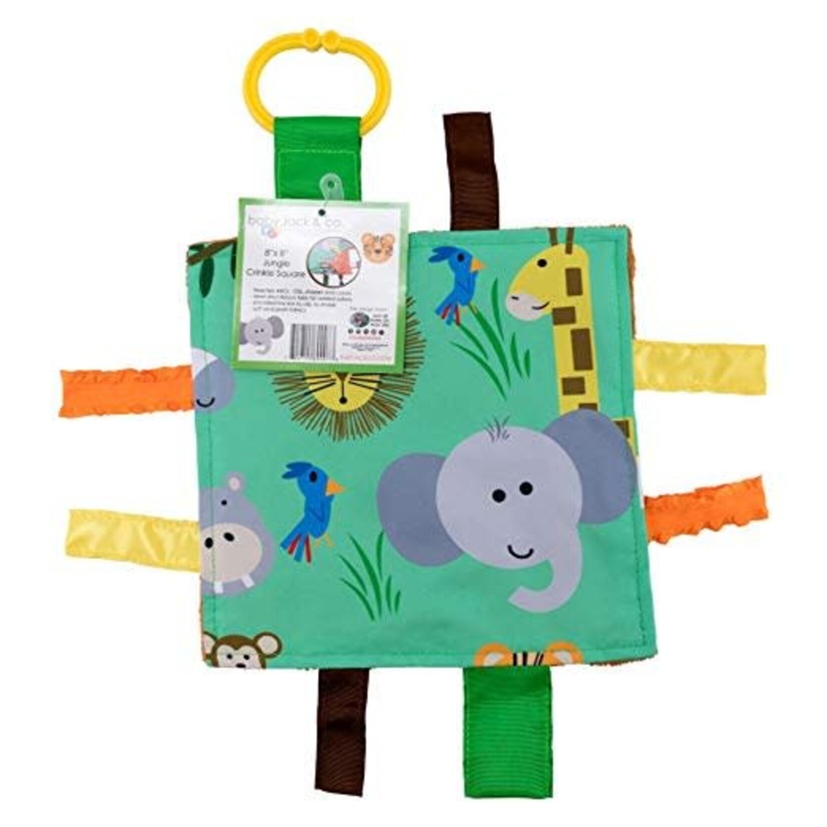 Baby Jack and Co. Jungle Crinkle Tag Square Lovey