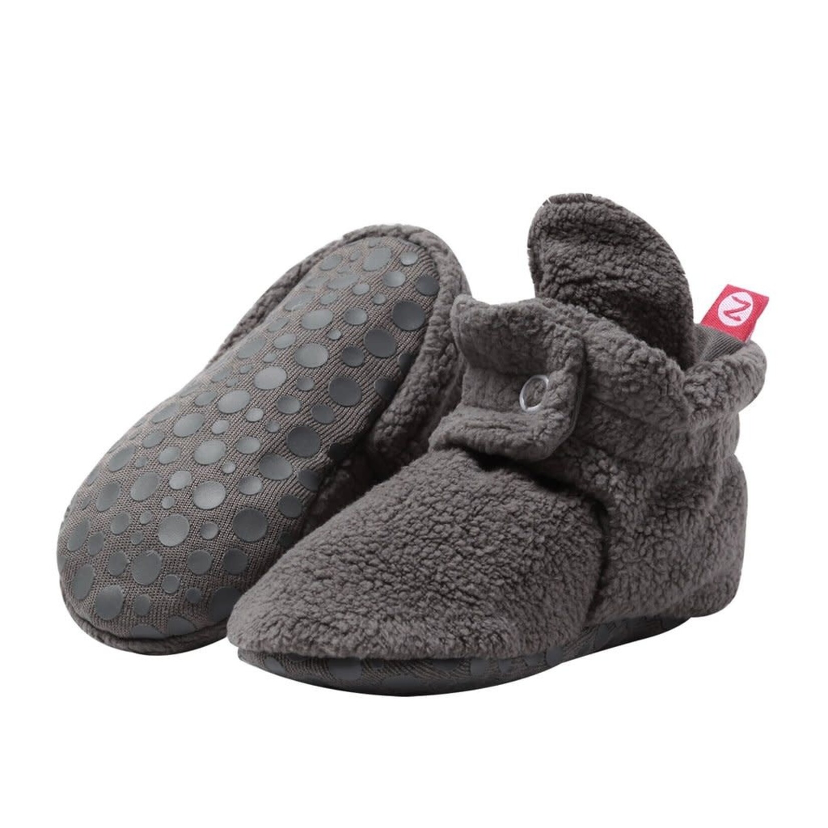 Zutano Cozie Fleece Gripper Bootie - Dark Gray