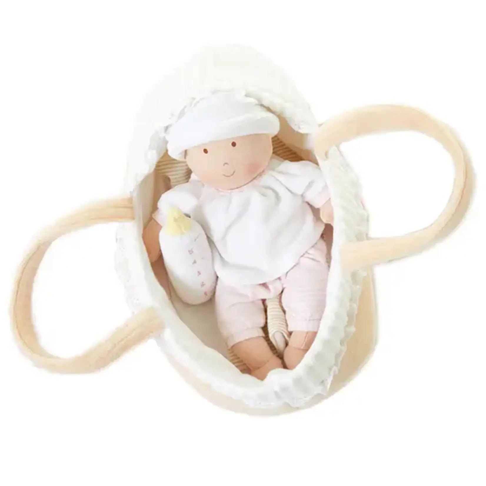 Tikiri Toys Carry Cot With Baby Grace , Bottle & Blanket