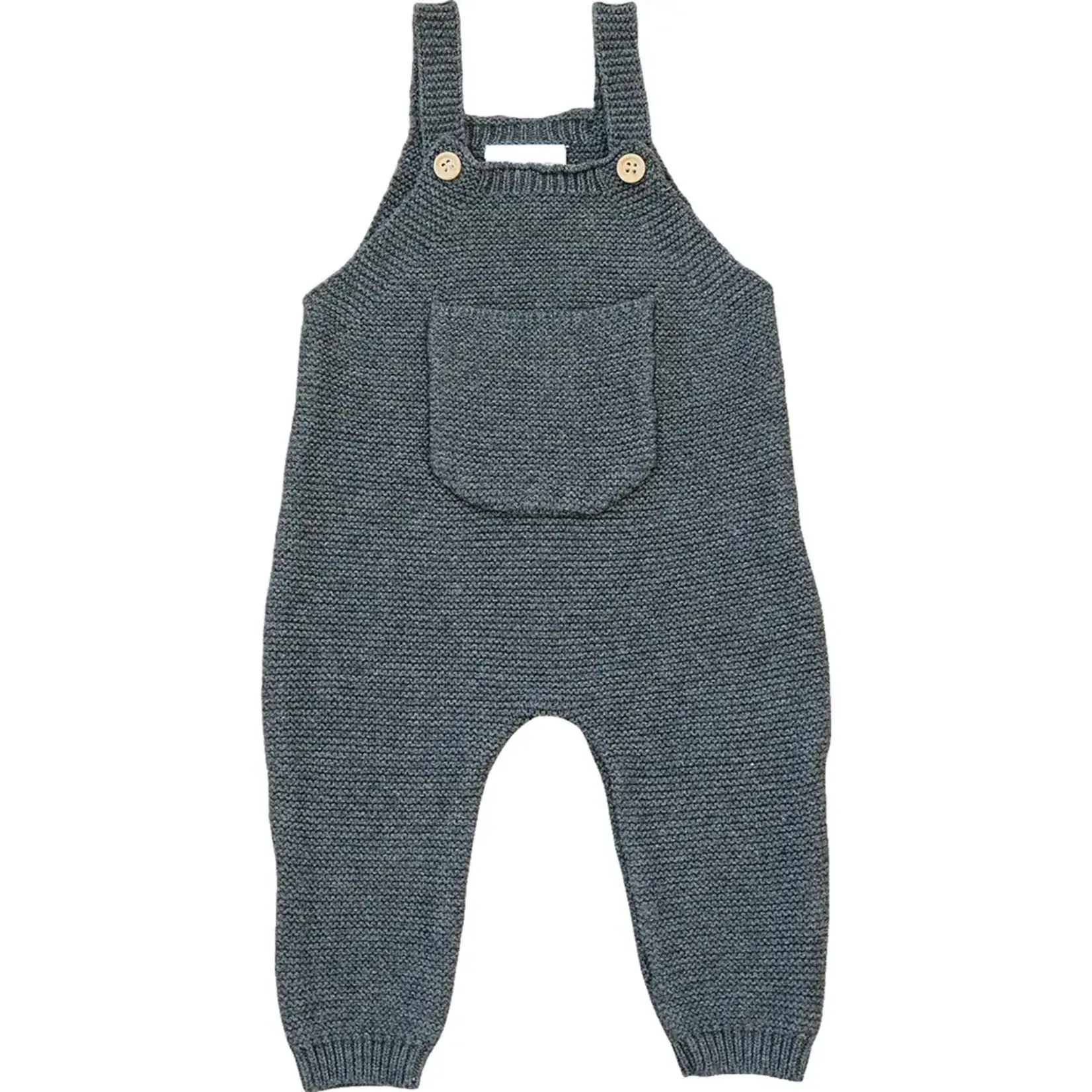 Mebie Baby Charcoal Knit Pocket Long Overalls