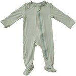Mebie Baby Bamboo Zipper Footie - Sage Newborn