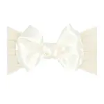 Baby Bling Bows Soft Nylon Headband with Satin Bow - Ivory