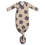 Copper Pearl Newborn Knotted Gown - Gemma in Tan