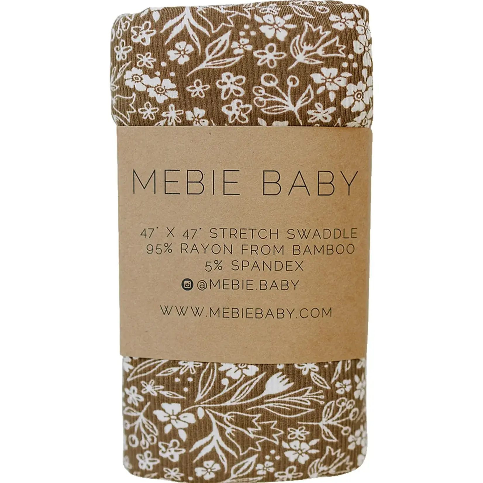 Mebie Baby Bamboo Stretch Swaddle - Brown Floral