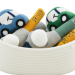 Mud Pie Knit Rattle | Golf Cart Blue