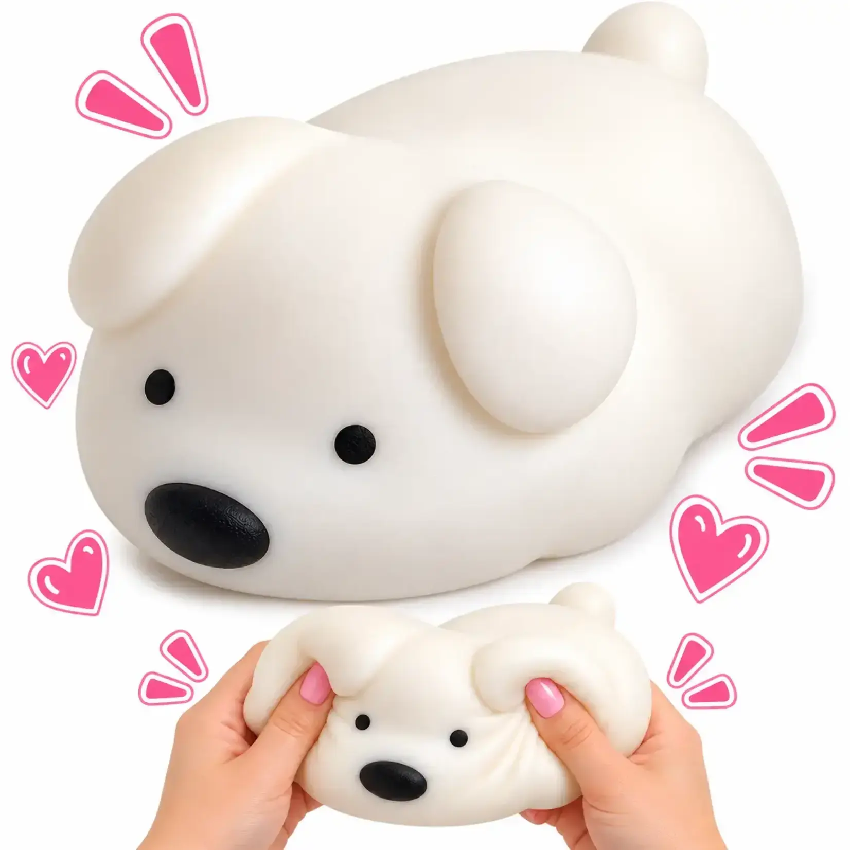 Kicks and Giggles 8 in White Puppy Dog Jumbo  | Squishy