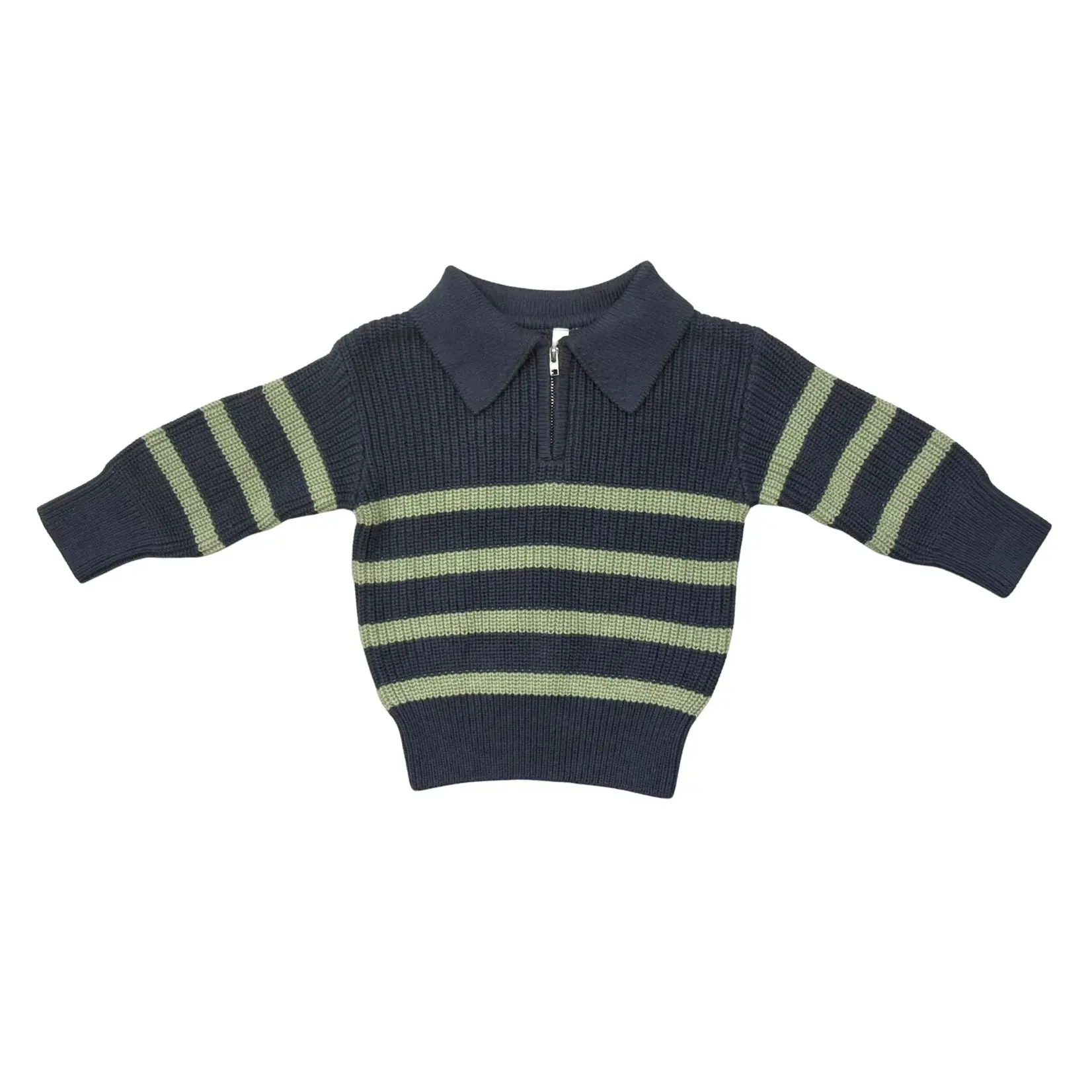babysprouts clothing company Zip Up Sweater | Evergreen Stripe