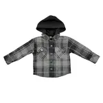 babysprouts clothing company Hooded Shacket | Charcoal Plaid