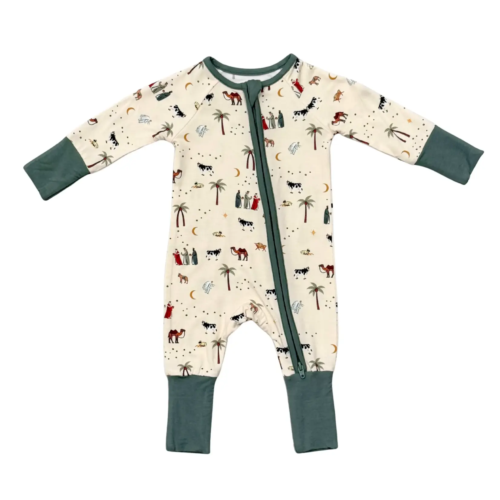 babysprouts clothing company Long Sleeve  Zip Romper | Nativity