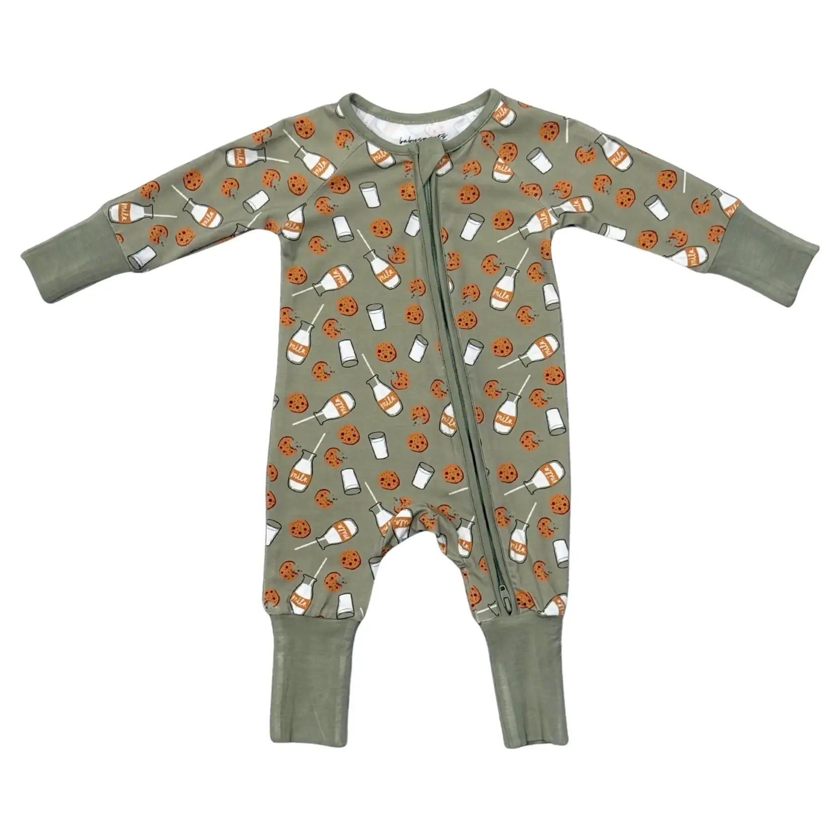 babysprouts clothing company Long Sleeve  Zip Romper | Cookies n Milk