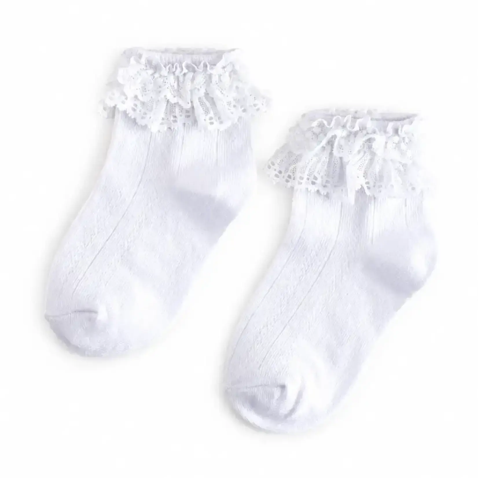Little Stocking Co. Lace Bobby Socks | White