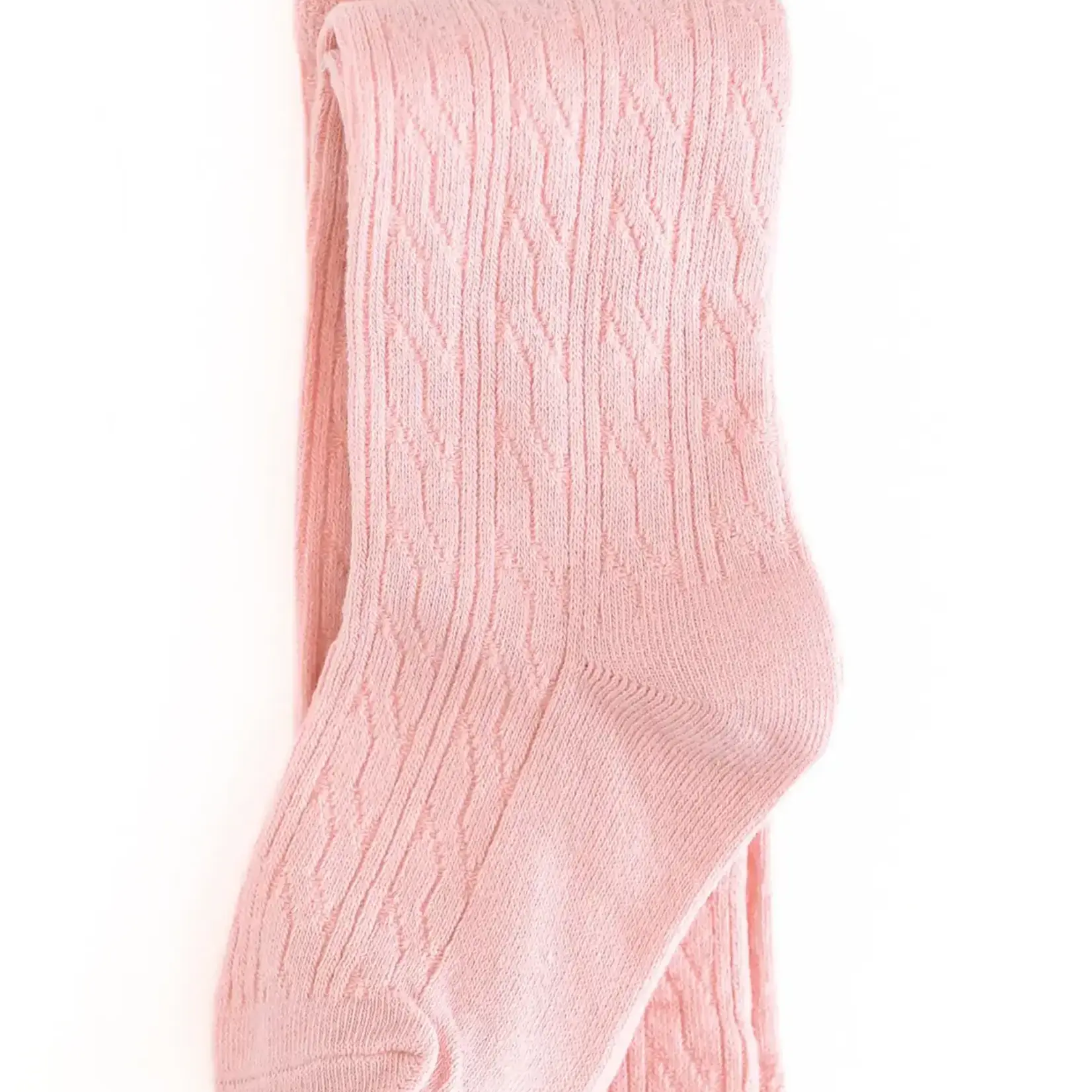 Little Stocking Co. Cable Knit Tights  | Quartz Pink