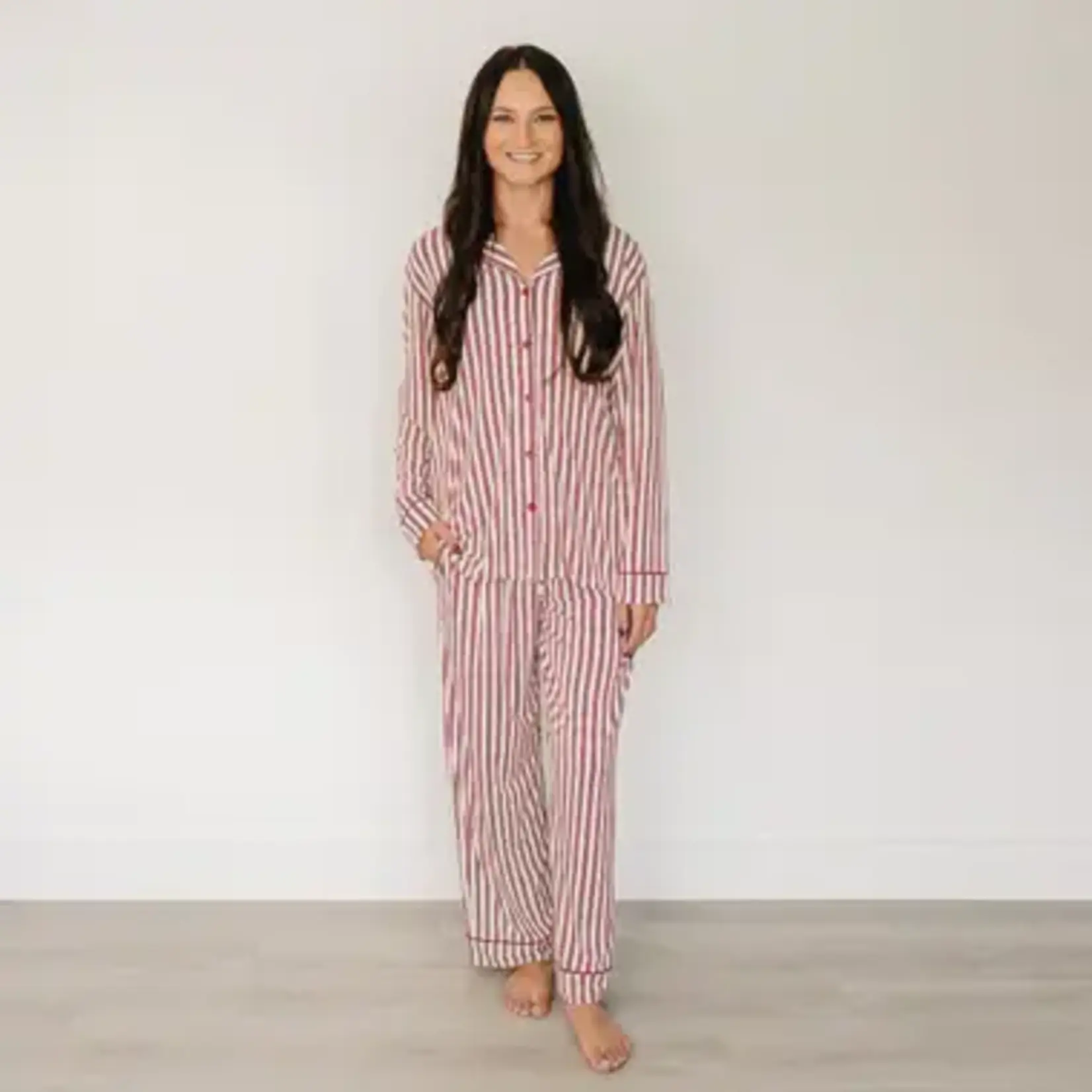 Mebie Baby Holiday Adult Pajama Set | Red Stripe