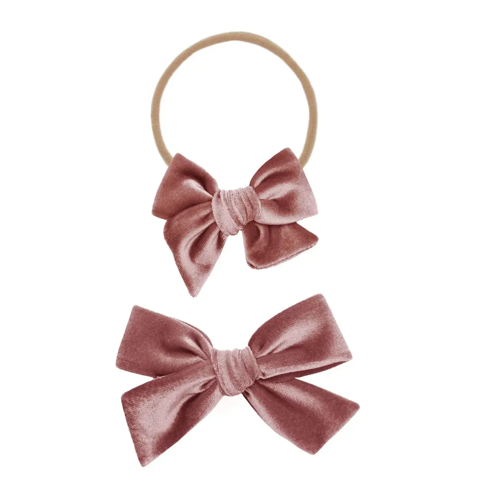 Lou Lou and Company Velvet Bow Headband Small | Rose