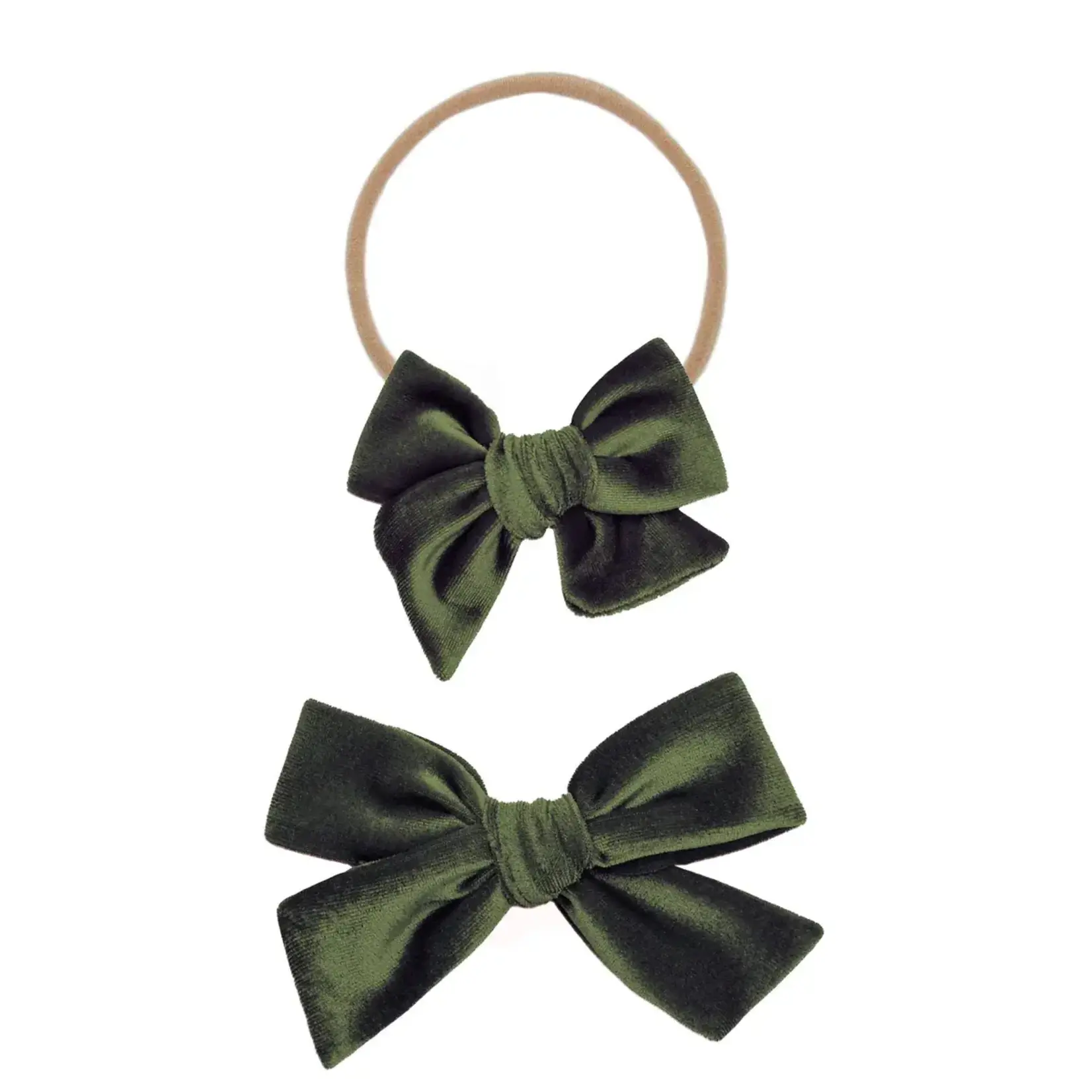 Lou Lou and Company Velvet Bow Headband Small | Olive