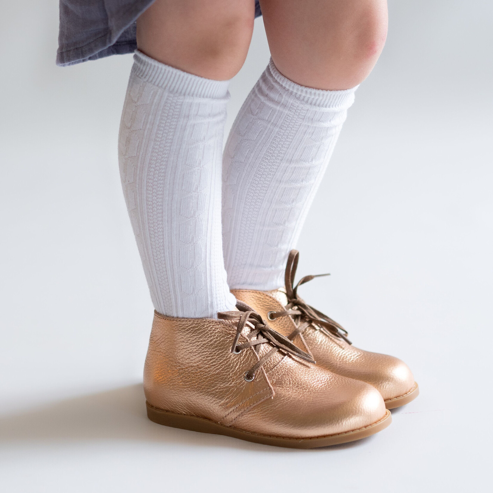 Little Stocking Co. Cable Knit Knee High Socks | White