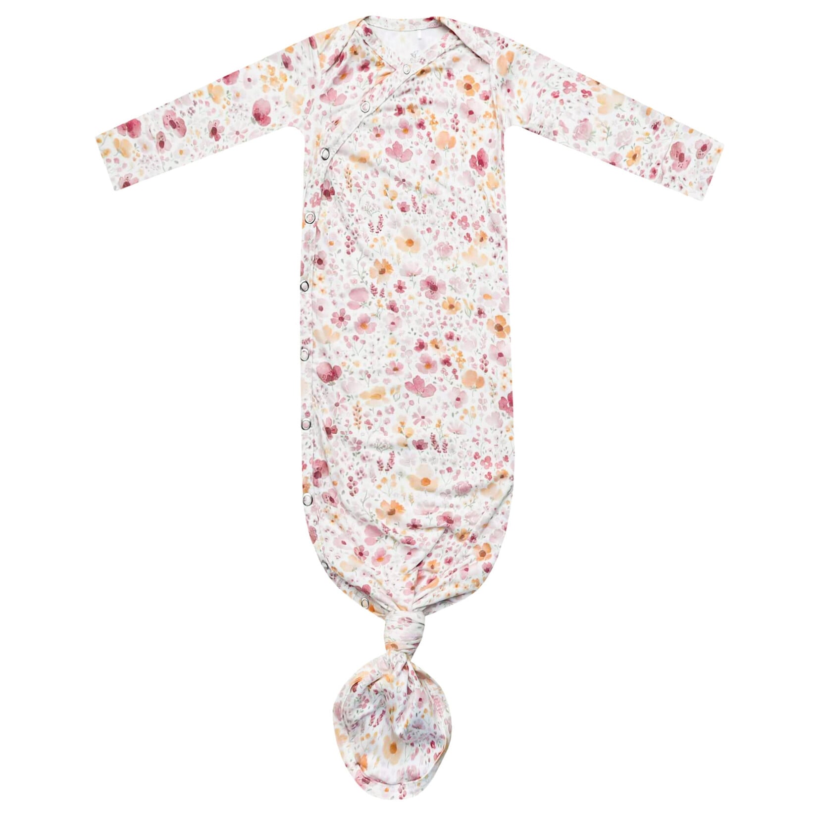Copper Pearl Newborn Wood Button Knotted Gown -Diana