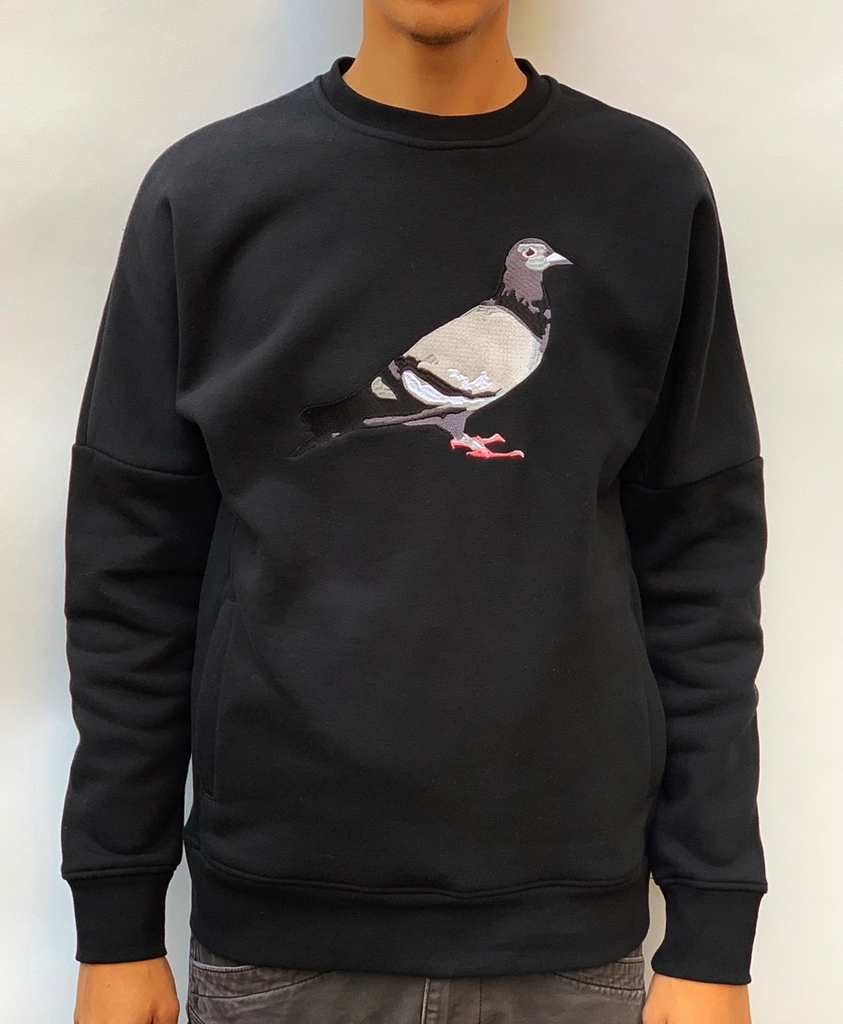 pigeon embroidered hoodie