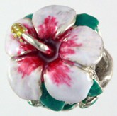 Hibiscus Red Enamel SS Bead