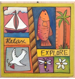 'Relax Explore' Art Plaque 7x7"