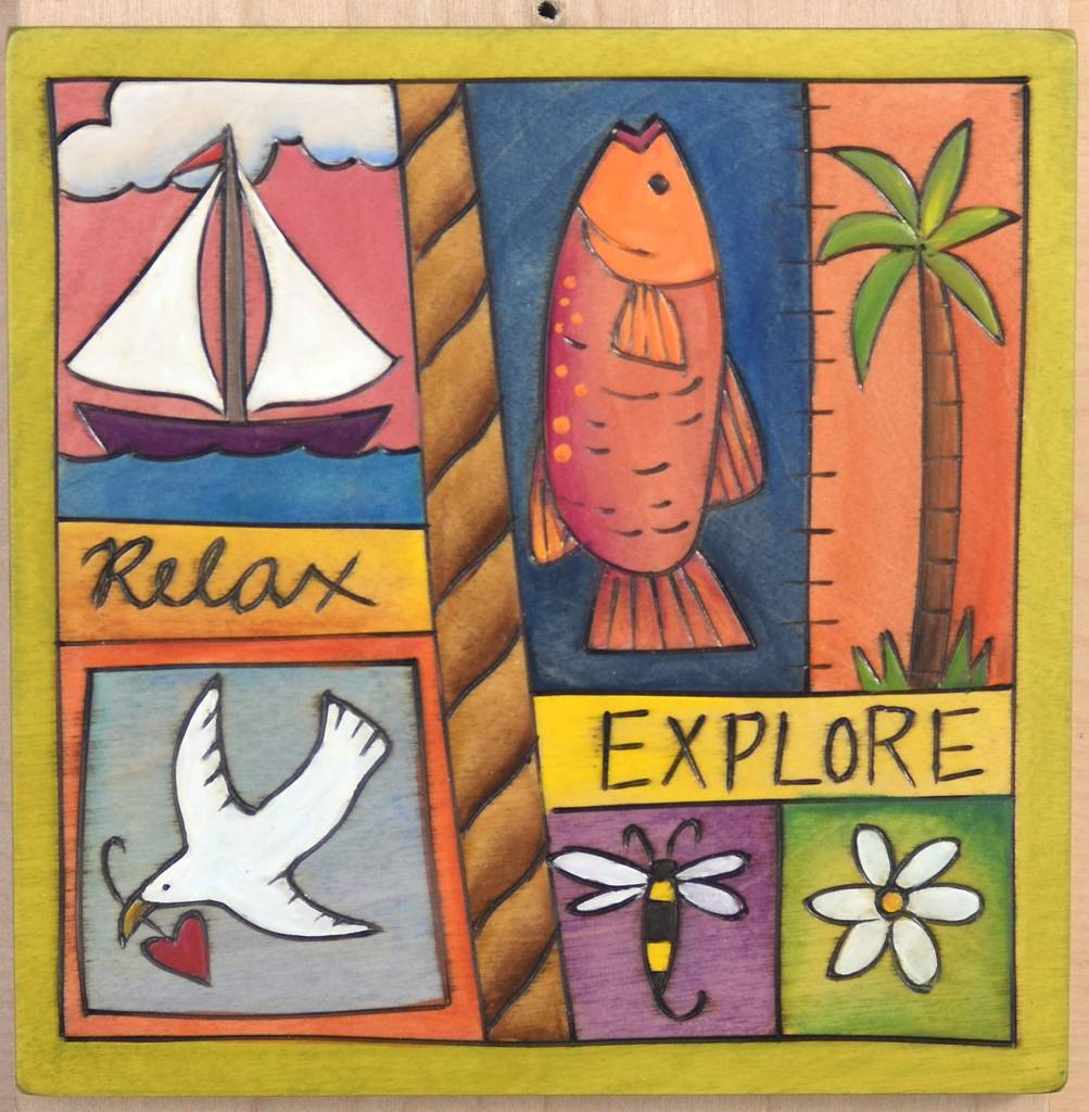 'Relax Explore' Art Plaque 7x7"