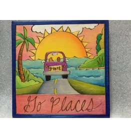 'Go Places' Art Plaque 7x7"