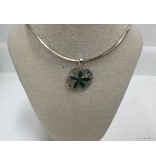 Malachite Natural Sand Dollar Necklace 18" Omega Chain