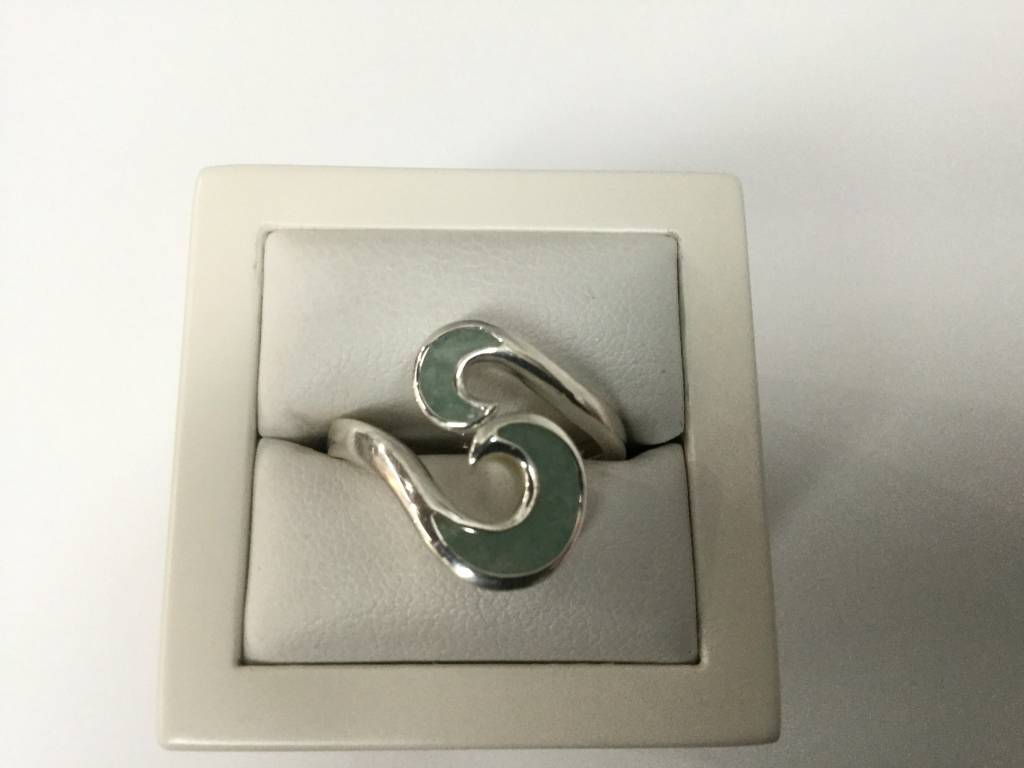 Amazonite Wave Bypass Ring SS