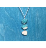 B-Triple Drop Necklace Adj 16-20" SS Turquoise Gradient & Marco Island Sand