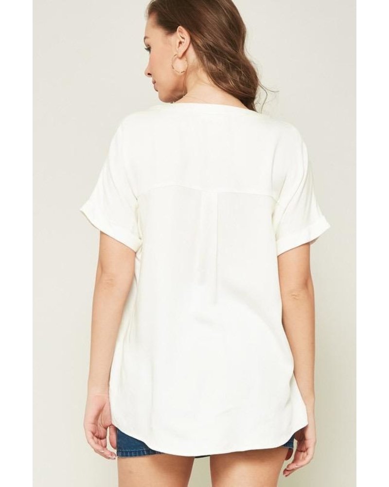 EM & ELLE Jasmine Short Sleeve Buttoned V-Neck