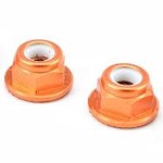 APEX Apex RC Products Orange 4mm Aluminum Serrated Nylon Locknut Wheel Nut Set #9803