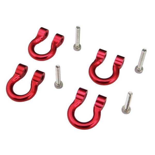 HOT RACING 1/10 Scale Alum Red Tow Shackle D-Rings (4) TRX4