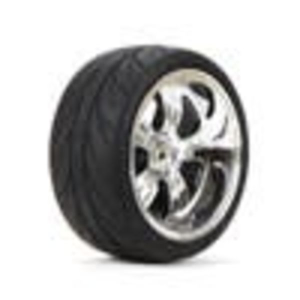 Mounted RR 5-Spoke Wheel/Tire 54x30mm Chrome (2)
