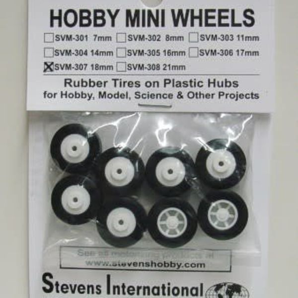 18mm Rubber Tires on Plastic Hubs (8)