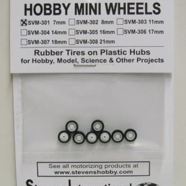 7mm Rubber Tires on Plastic Hubs (8)
