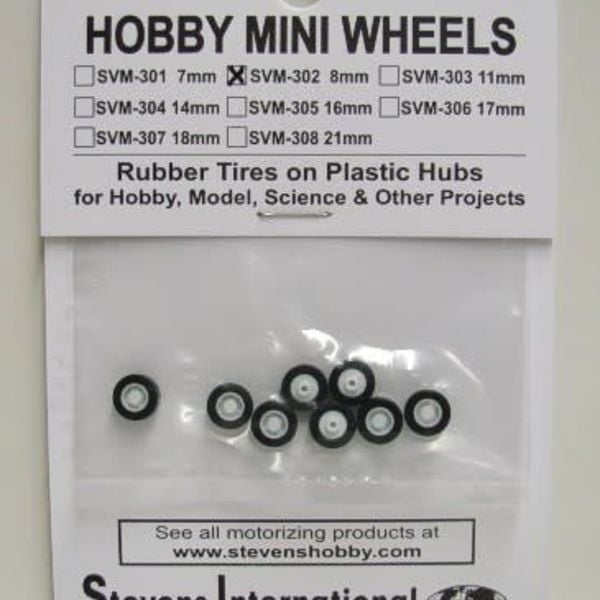 8mm Rubber Tires on Plastic Hubs (8)