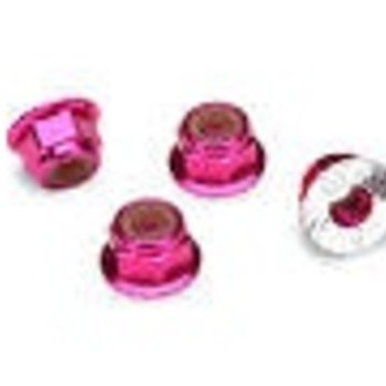 Traxxas 1747P Nuts Flanged Nylon Locking Alum 4mm Pink (4)