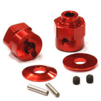 Integy C24396RED Hex Wheel Hub Set +5 Offset Wraith (2)
