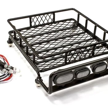 Integy C25435BLACK 1/10 Metal Luggage Tray 140x118mm w/4 LED