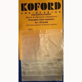 KOF477 - .020 thick precision fit stainless spacers for 1/8" axles. 12 per pk.
