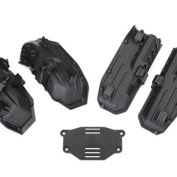 Traxxas Fenders, inner (narrow), front & rear (2 each)/ rock light covers (8)/ battery plate/ 3x8 flathead screws (4)