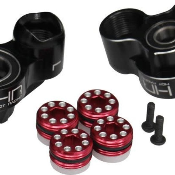 HOT RACING Hot Racing heavy duty aluminum steering blocks (axle carriers) with carbon fiber steering arms for the 1/8 Arrma Kraton BLX, Senton BLX, Talion BLX, and Typhon BLX.