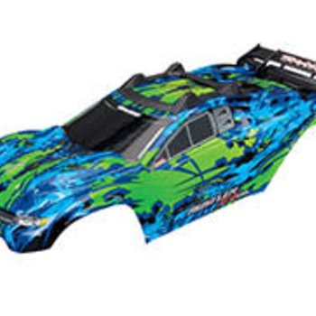 Traxxas Body, Rustler 4X4 VXL, green/ window, grill, lights decal sheet (assembled with front & rear body mounts and rear body support for clipless mounting)