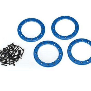 Traxxas Beadlock rings, blue (2.2') (aluminum) (4)/ 2x10 CS (48)